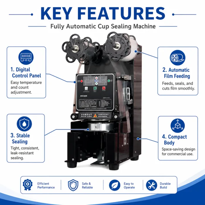 Automatic film feeding and digital temperature control features