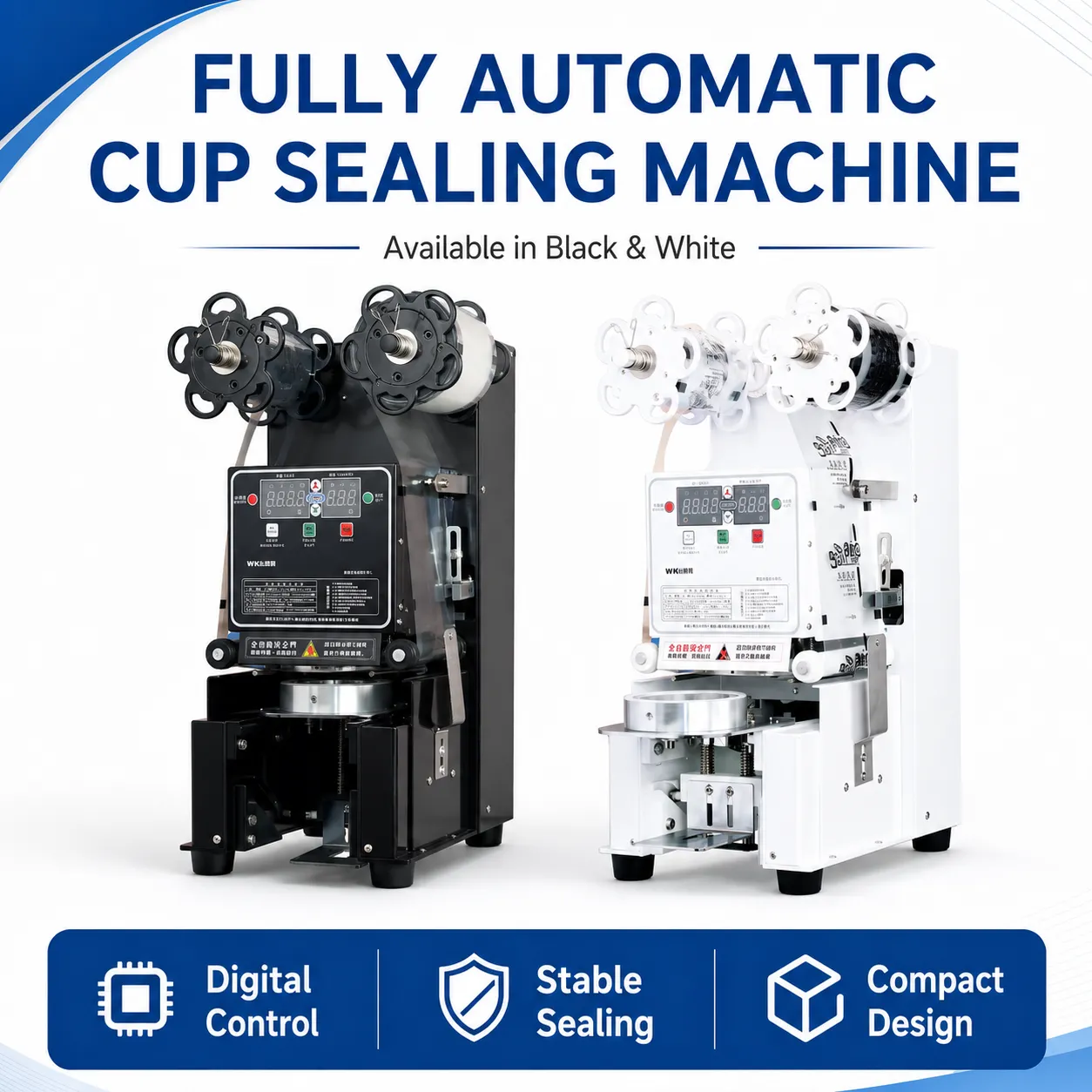 WK-95/90SN commercial fully automatic cup sealing machine for bubble tea and beverage shops