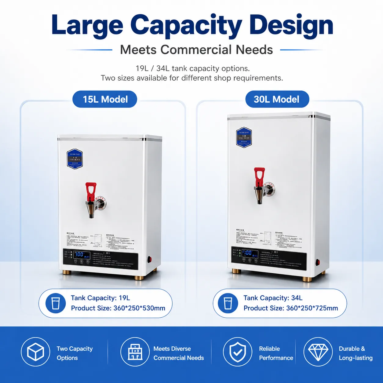 Smart commercial water boiler with 3KW heating system for milk tea and coffee shops