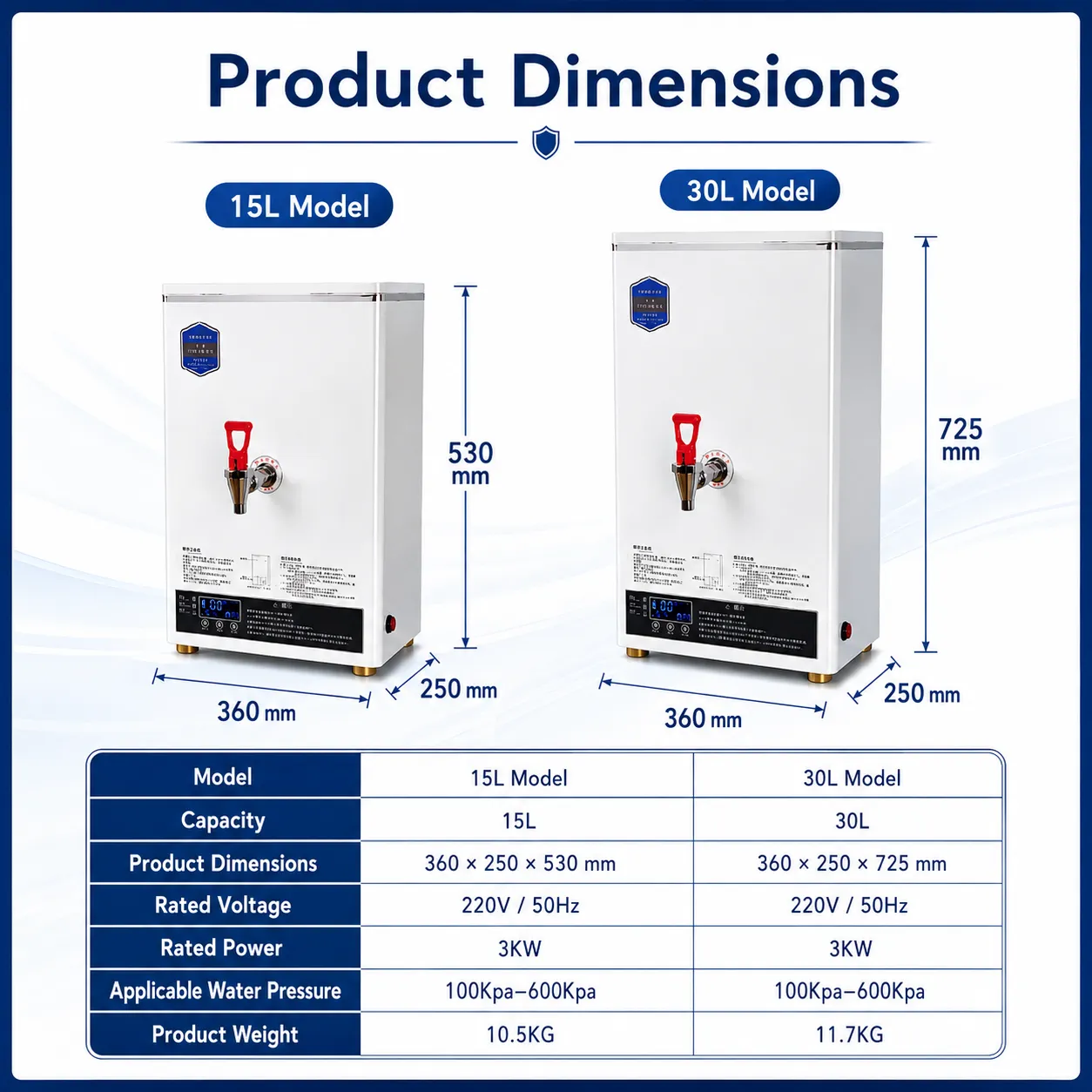Smart commercial water boiler with 3KW heating system for milk tea and coffee shops