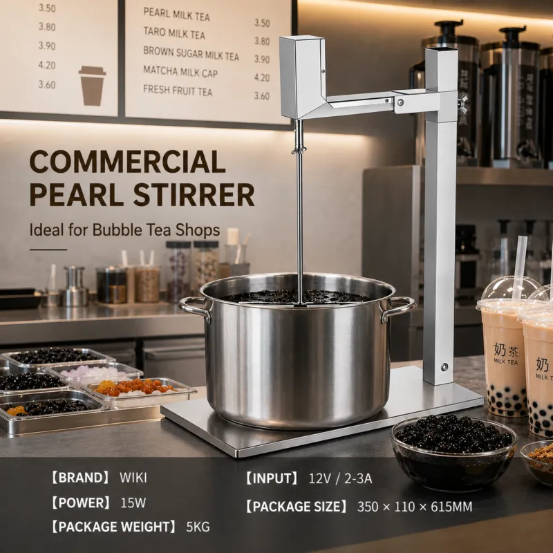 Commercial boba pearl stirrer used in a bubble tea shop