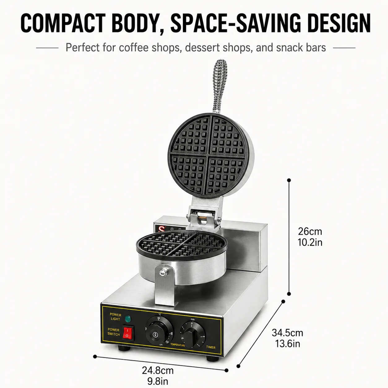 Compact commercial single-head waffle maker dimensions