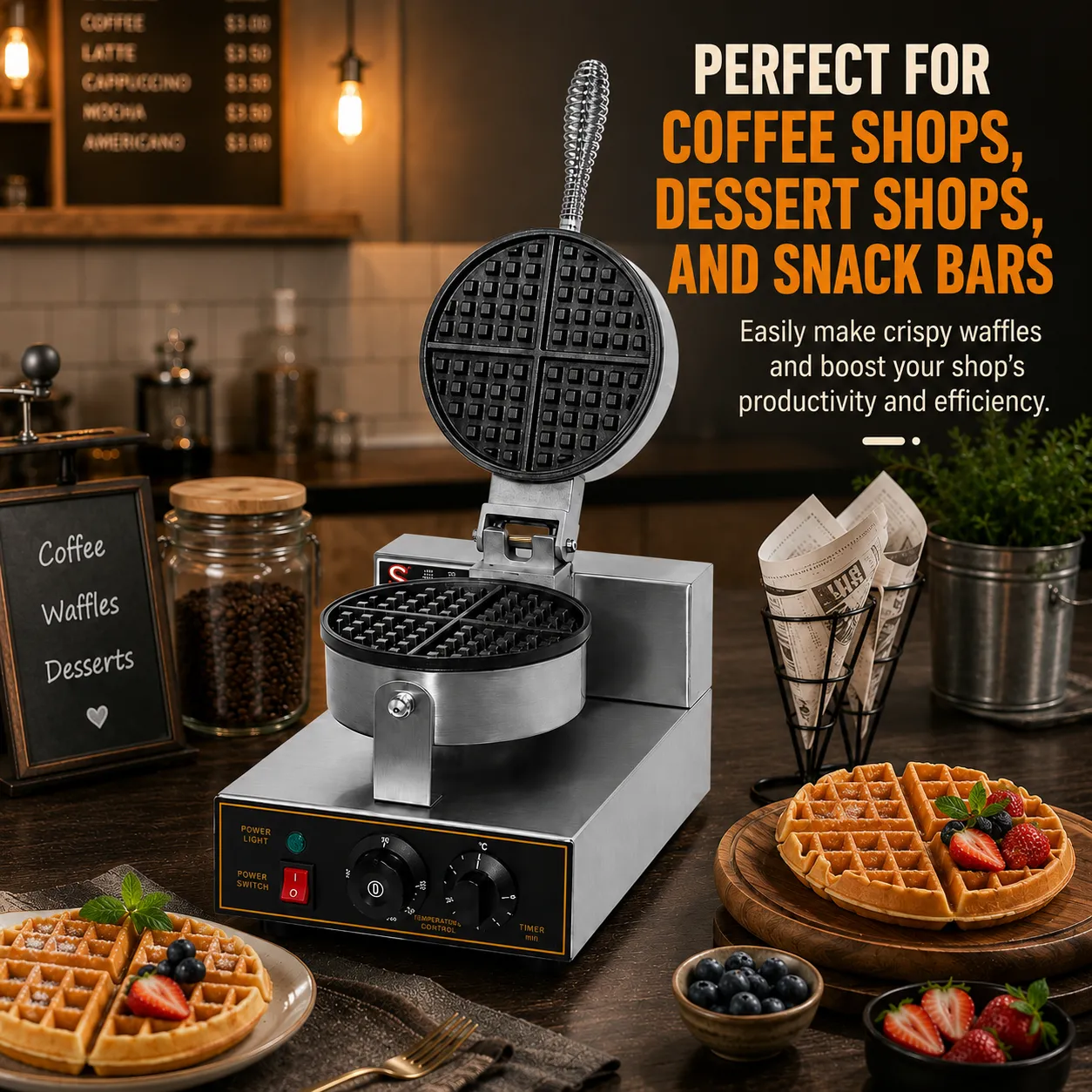 Commercial waffle maker for coffee shops and dessert shops