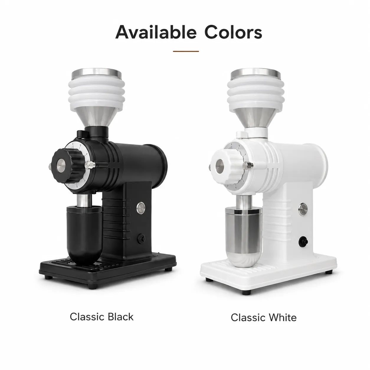 N520-BP espresso coffee grinder available in classic black and classic white
