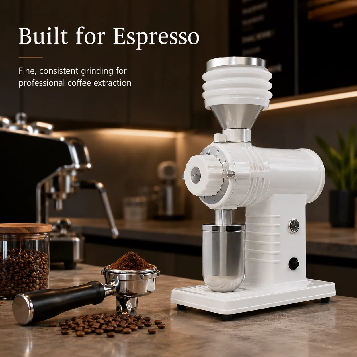 N520-BP espresso coffee grinder used on a professional café counter