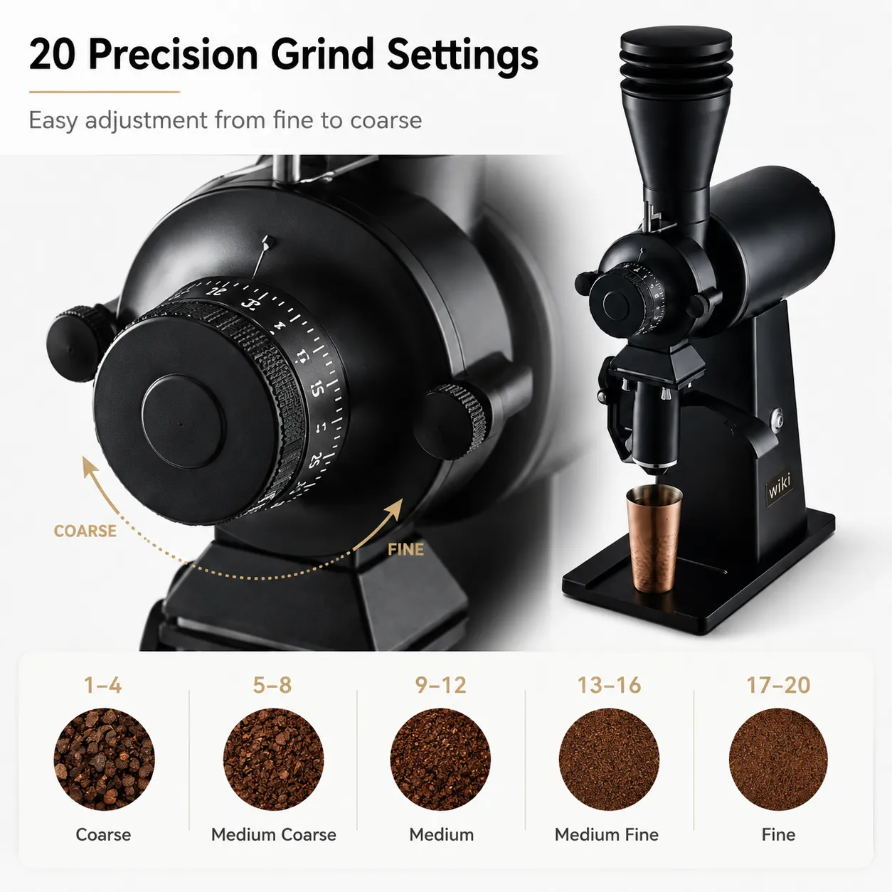 Commercial Coffee Grinder with 20 precision grind settings