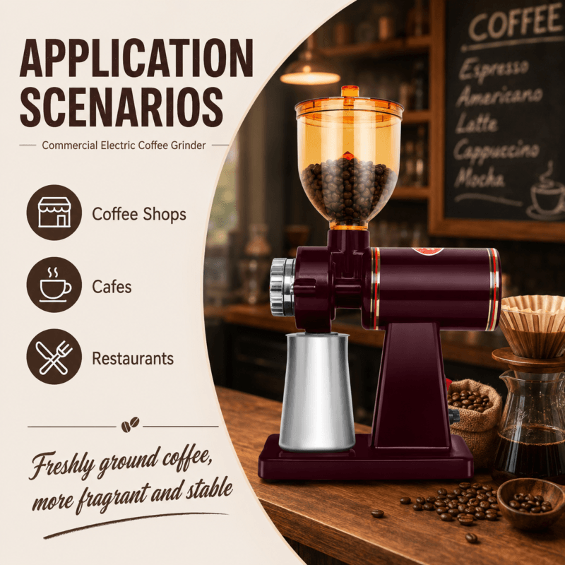 Red countertop bean grinding machine with stainless receiving cupequipment for coffee shops