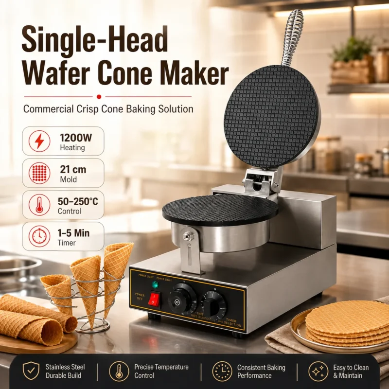 Commercial wafer cone maker for ice cream and dessert shops
