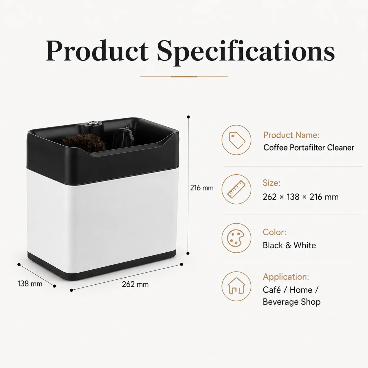 Commercial coffee portafilter cleaner dimensions and specifications