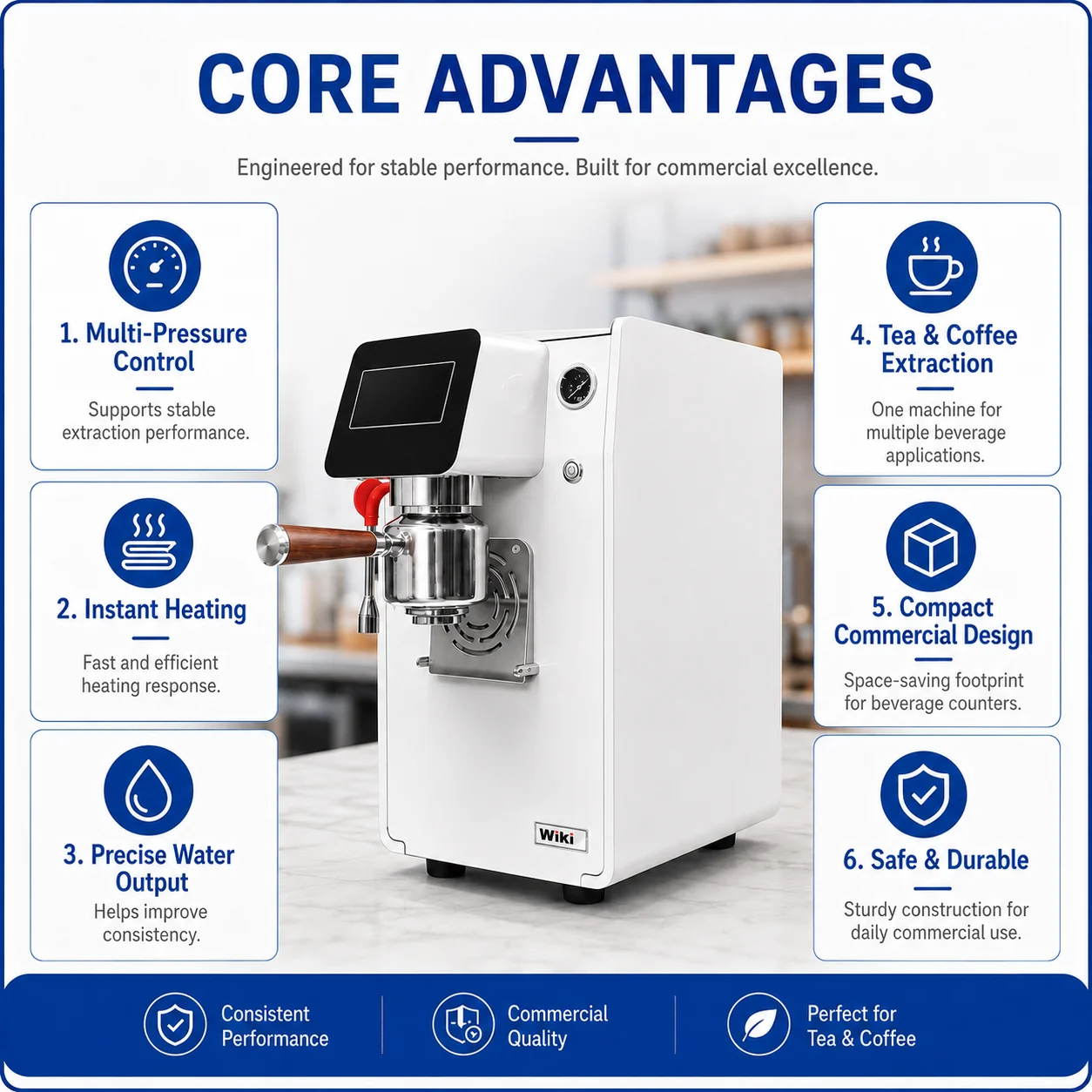 Multi-pressure control instant heating precise water output and commercial design